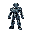 create a static sprite of a bipedal robot in armored core vi style, voidels-inspired, for a 2d side-scrolling game. two legs, two bare hands, facing right, full body. sleek armor, glowing accents. transparent background