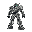 "armored core vi robot, 2 legs, 2 bare hands, facing right, full body, sleek armor, glowing accents, black outlines"
