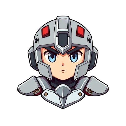 armoredcore6風のロボットのidleを生成してください。横スクロールアクションのゲームに使用するのでそれを加味してください。2脚で2本の腕があり、素手です