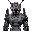 "armored core vi robot, 2 legs, 2 bare hands, facing right, full body, sleek armor, glowing accents, black outlines"