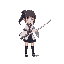game character, 23 pixel, japanese girl, japanese school uniform, holding a katana, short black skirt, white uniform, 