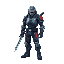 space mercenary with nanotech armor and cybernetic sword