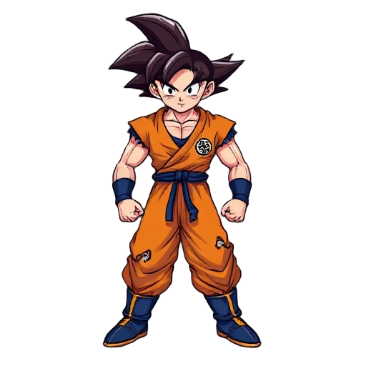 goku in fight stance with torn outfit