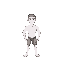 character in a 32x32 pixel sprite. the design should be simple, with a predominantly white body(somewhat muscular). the character should be in an idle pose, with a relaxed stance.