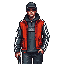 russian gopnik in three-striped sportswear with a pistol doom 1 style