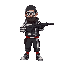 russian gopnik in three-striped sportswear with a pistol doom 1 style