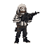 russian gopnik in three-striped sportswear with a pistol doom 1 style