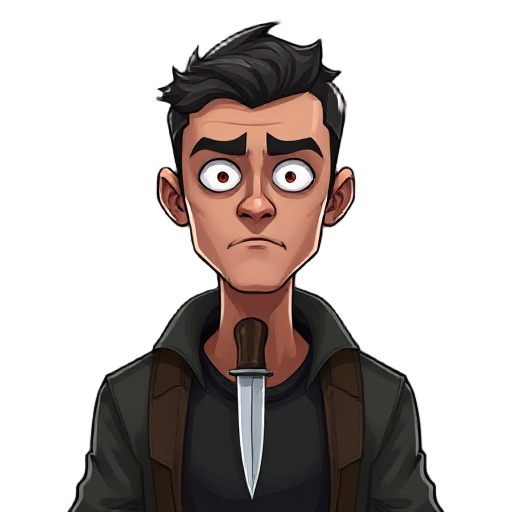 a suicidal man with a knife in his neck