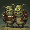 the vogons are an ugly race with greenish skin and thick bodies. they are known for their terrible poetry, which they use as a means of torture, symbolizing the absurdity of bureaucracy.