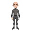 rpg overhead character, bald, basic skin tight clothes, broad shoulders