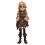 a 25-year-old female protagonist with long golden hair and glasses. she is a human adventurer dressed in a fantasy-themed outfit, designed for exploration and adventure. her attire is both practical a
