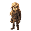 a 25-year-old female protagonist with long golden hair and glasses. she is a human adventurer dressed in a fantasy-themed outfit, designed for exploration and adventure. her attire is both practical a