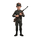 slim tall world war one german solider with a rifle on his back