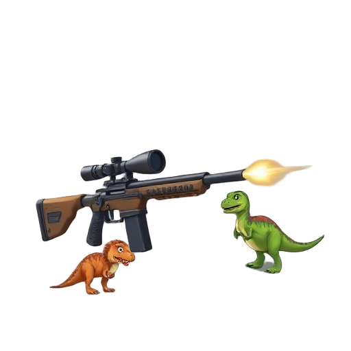 a sniper rifle that shoots live little dinosaurs 