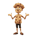 make a pizza-headed gentleman with a pizza body, arms and legs made of dough, and work as a pizzeria. 