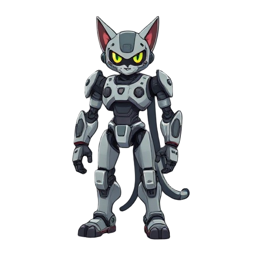 sci fi robot , scuffed but with a feline feeling 