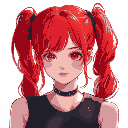 anime girl red hair twintail