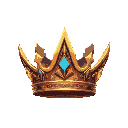 enchanted crown with metal corners, detailed carvings, and glowing runes. fits anime fantasy style with a mystical look that stands out in the game interface.