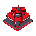 scifi sport red jet, bold elongated square ffront, only 3 shades per color