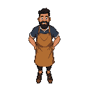 a brazilian bbq master with team shirt and apron
