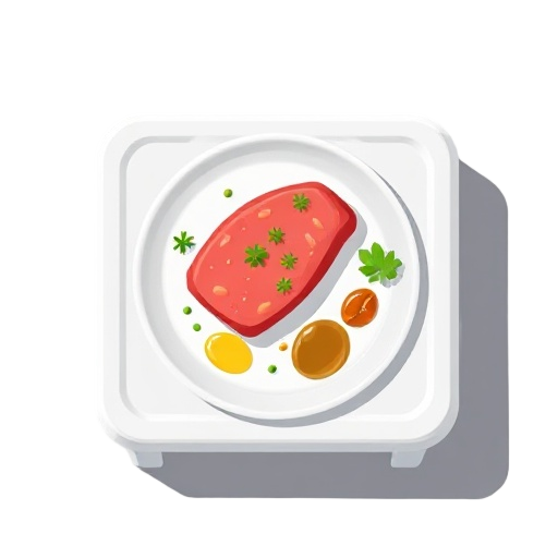white plastic table with meat and vinaigrette