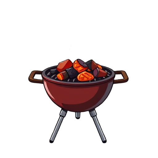bbq grill with hot coals and smoke