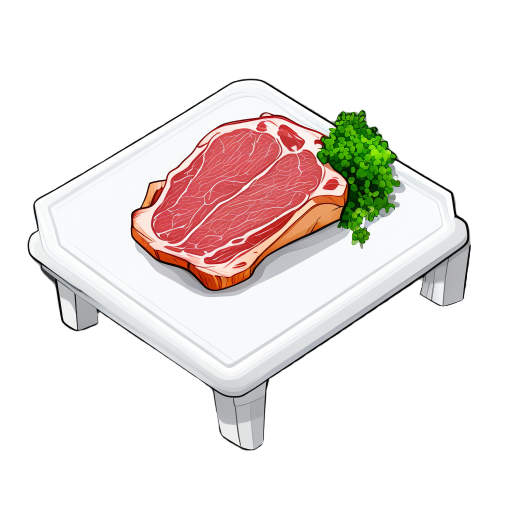 white plastic table with meat and vinaigrette