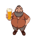 a chubby uncle holding beer