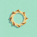 a circle made of a bird feathers, minimalistic style