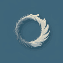 a circle made of a bird feather, minimalistic style