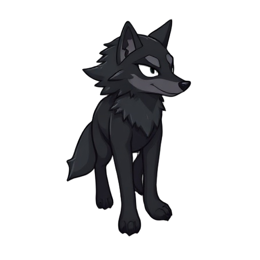 black wherewolf sprite, model to a top down game, looking to the right
