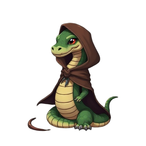 a serpentine wearing a cloak