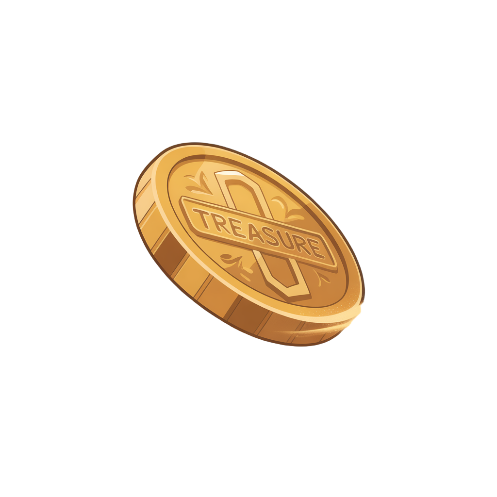 a coin that spins on the ground until it is collected by the player, with a png background