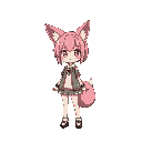 fox anime girl with pink hair style