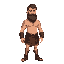 adult man with a beard and only wearing a medieval leather shorts