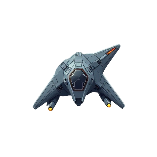 small fast and nimble fighter space ship frigatte viewed from the top looking similar ships from defender with long delta wings and 2 big thrusters in the back and long visible cockpit in the front 