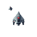 small fighter space ship frigatte viewed from the top looking similar ships from defender