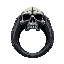 death ring — a massive bone ring with a dark, ominous aura. a detailed skull with deep eye sockets and cracks crowns the top, while the sides bear rune-like carvings. the matte gray-to-black surface enhances its ancient and sinister presence.