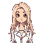 a beautiful girl with long light blonde hair, wearing a stylish white coat, pixel art style, vibrant colors, detailed sprite, retro game aesthetic, soft lighting, clean and sharp design