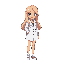 a beautiful girl with long light blonde hair, wearing a stylish white coat, pixel art style, vibrant colors, detailed sprite, retro game aesthetic, soft lighting, clean and sharp design