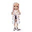 a beautiful girl with long light blonde hair, wearing a stylish white coat, pixel art style, vibrant colors, detailed sprite, retro game aesthetic, soft lighting, clean and sharp design