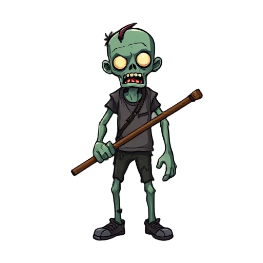 a zombie holding a stick