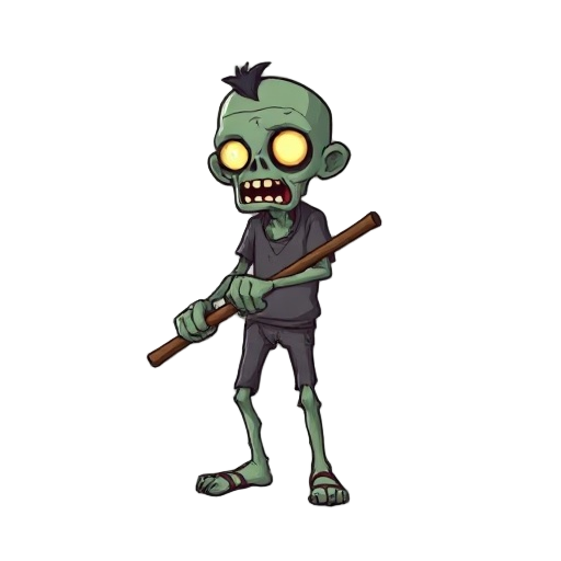a zombie holding a stick
