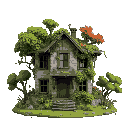 abandoned building with loads of foliage