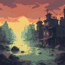 flooded abandoned city 