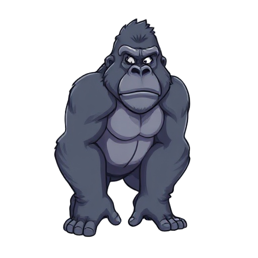 generate a silverback gorilla in the position with both hands on the ground quadruped
