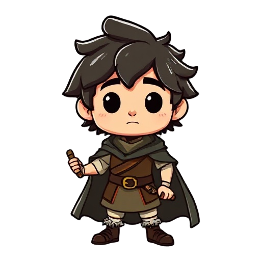 personagem frodo do filme senhor do anéis com caráter menos realista e com animação de idle
