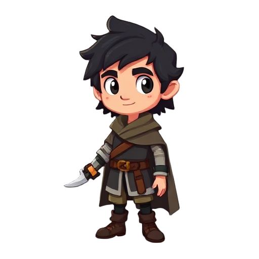 personagem frodo do filme senhor dos anéis com características mais em pixels visto que meu jogo é no estilo eldoria, faça sem ter muito ar de realismo
