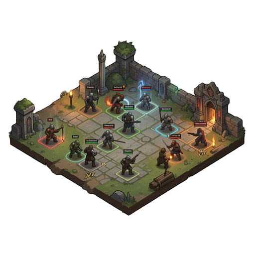 crie um rpg tático dark fantasy inspirado em dungeons & dragons, baldur’s gate, diablo e divinity original sin.  o jogo deve ser totalmente jogável, com combate tático por turnos, exploração em tempo real e liberdade narrativa.  objetivo: criar um crpg 2d