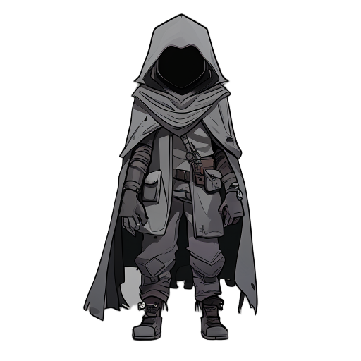 post apocalyptic person with cloak and hat